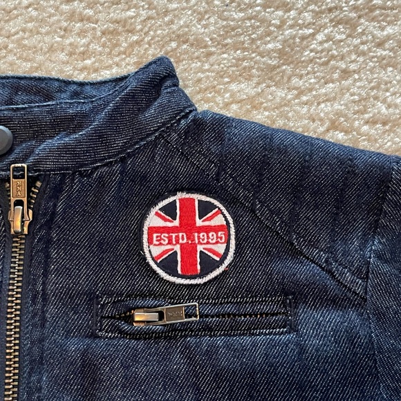 PT 95 Kids Motorcycle Blue Jean Jacket with Patches - Size: 6 - Picture 3 of 11